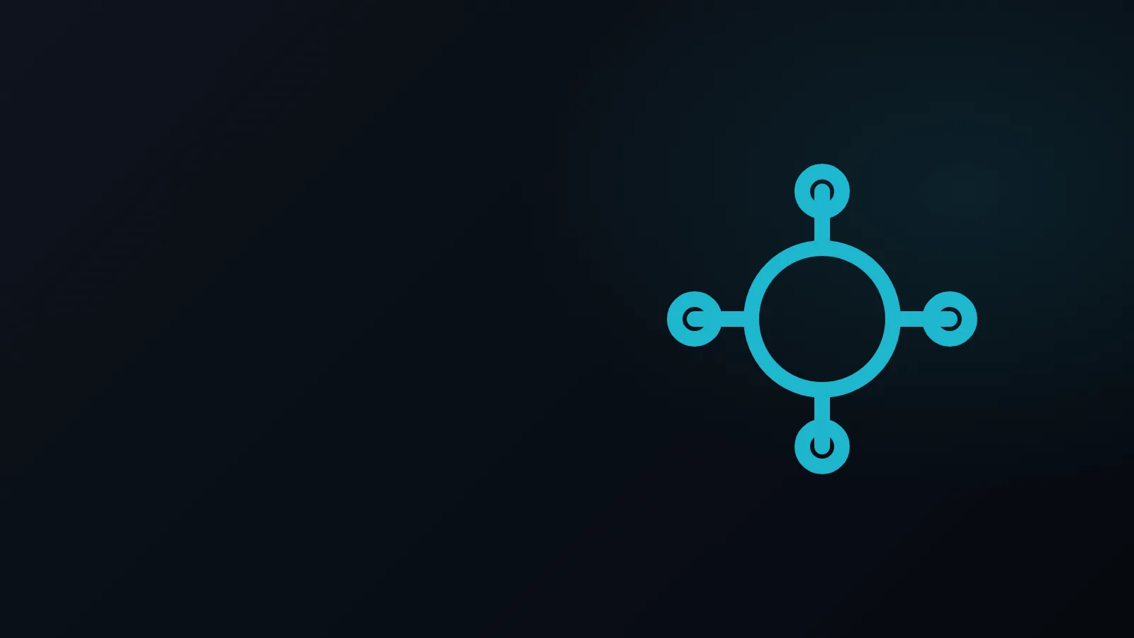 Ilustración de SweepSkill: icono de una red de nodos en cyan sobre fondo azul oscuro