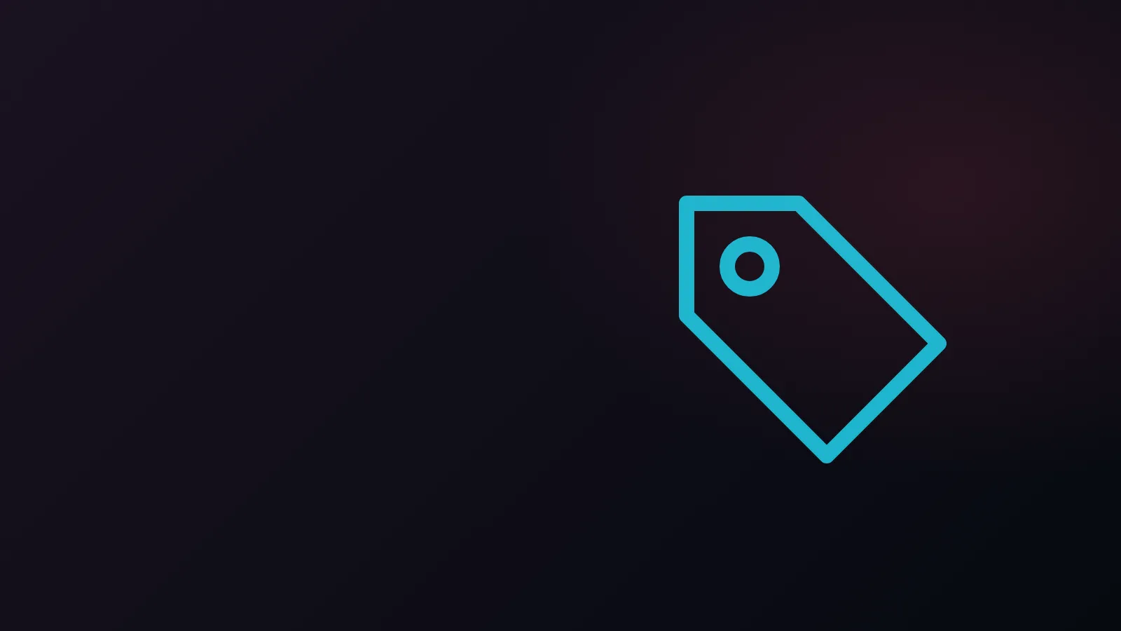 Ilustración de SweepSkill: icono de una etiqueta de precio en cyan sobre fondo azul oscuro
