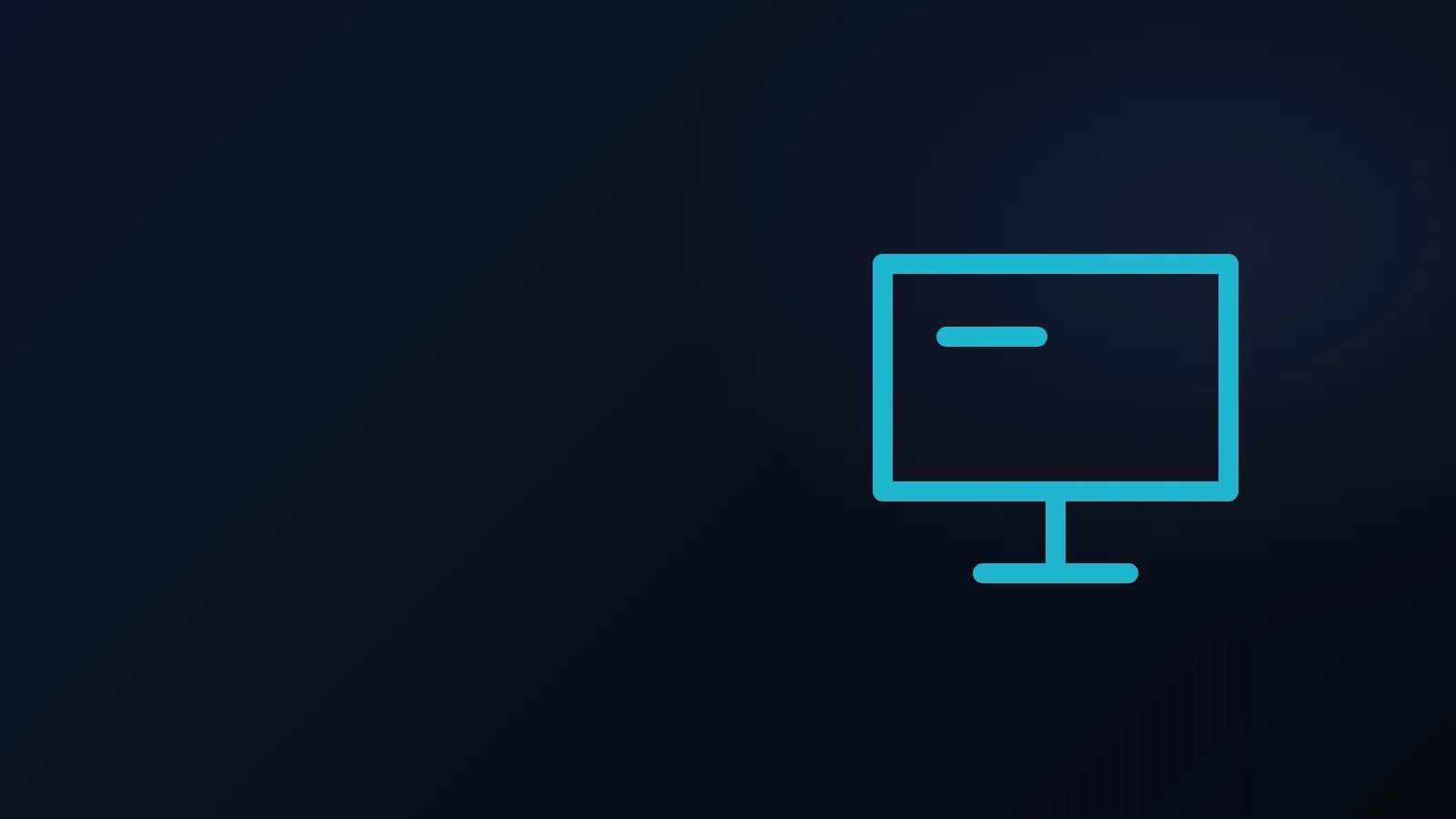 Ilustración de SweepSkill: icono de un monitor en cyan sobre fondo azul oscuro