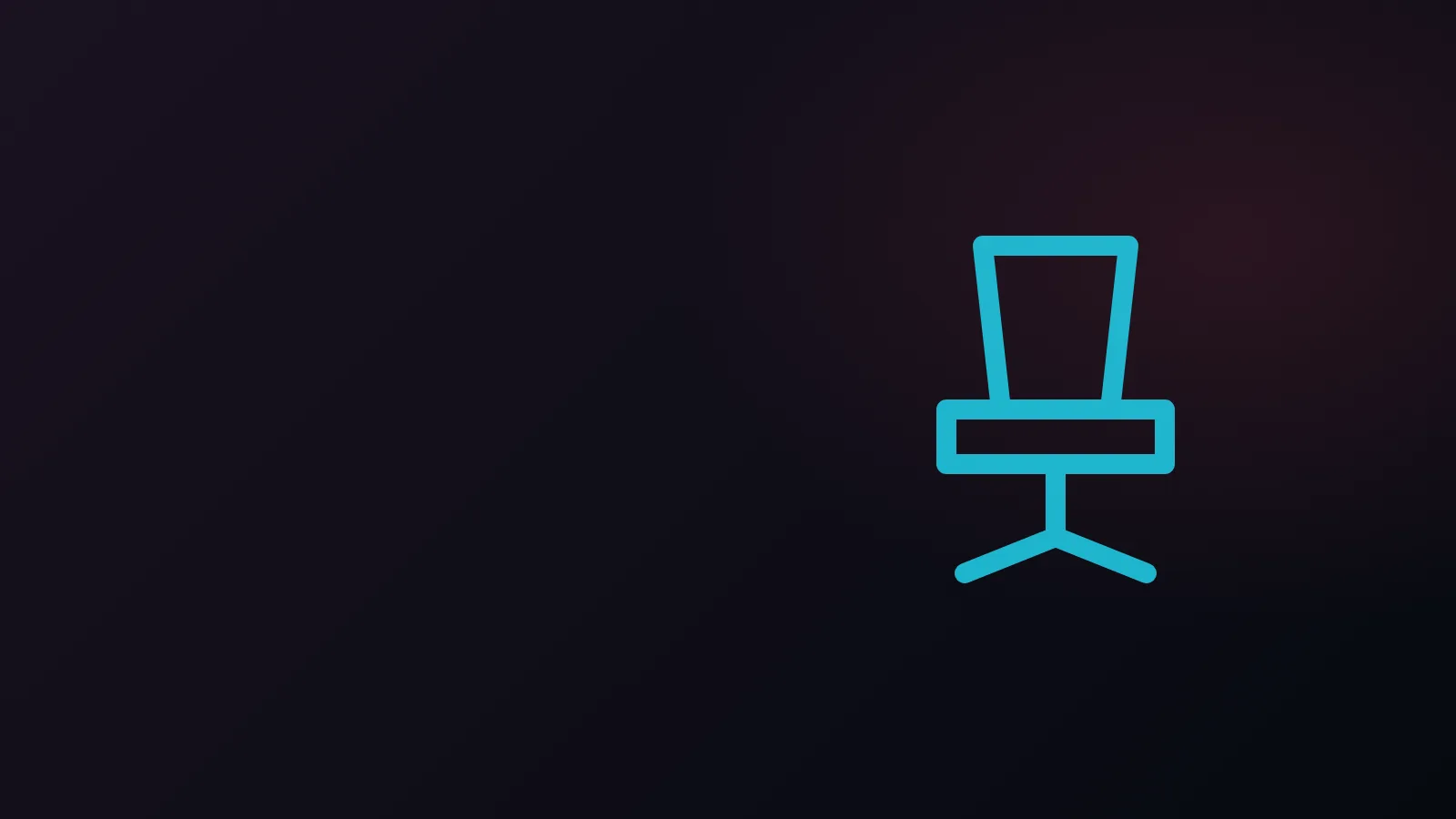 Ilustración de SweepSkill: icono de una silla gaming en cyan sobre fondo azul oscuro